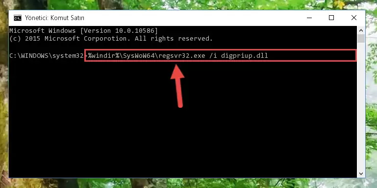 Digpriup.dll kütüphanesinin bozuk kaydını Windows Kayıt Defterinden kaldırma (64 Bit için)
