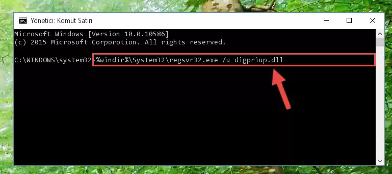 Digpriup.dll kütüphanesi için Windows Kayıt Defterinde yeni kayıt oluşturma