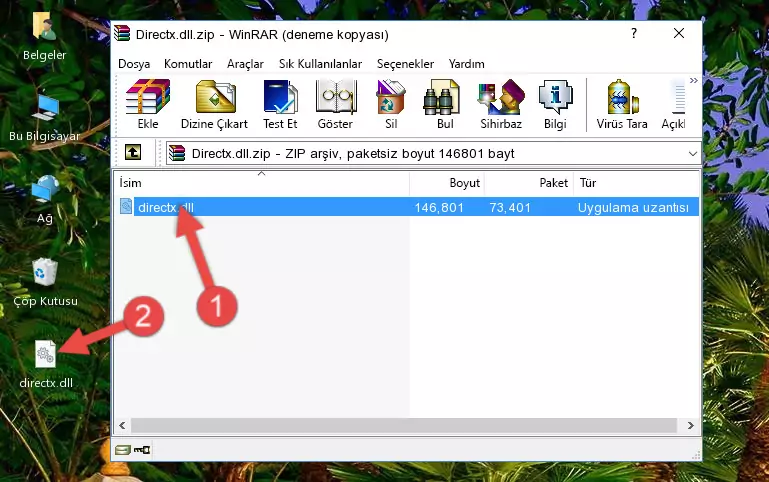 Uygulama ana klasörüne Directx.dll kütüphanesini kopyalama.