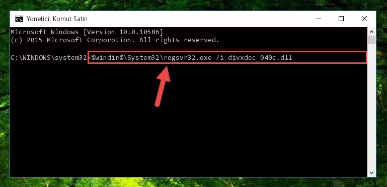 Divxdec_040c.dll kütüphanesinin kaydını sistemden kaldırma