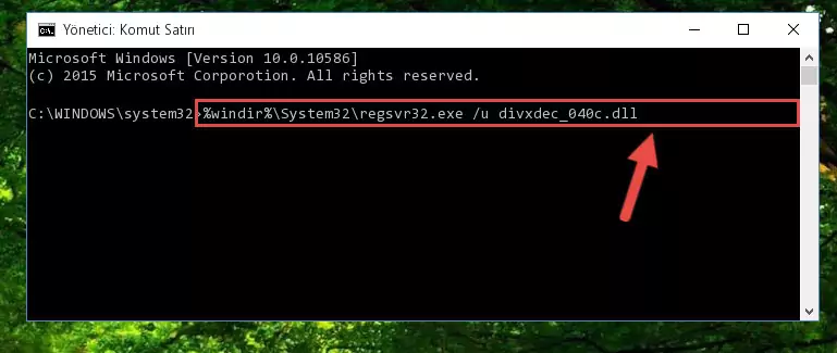 Divxdec_040c.dll kütüphanesi için Windows Kayıt Defterinde yeni kayıt oluşturma