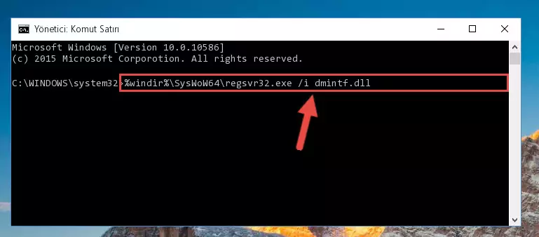 Dmintf.dll kütüphanesinin bozuk kaydını Kayıt Defterinden kaldırma (64 Bit için)
