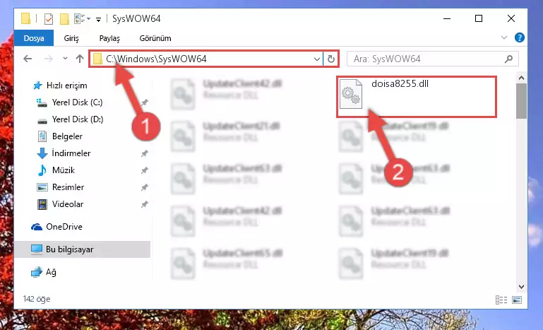 Doisa8255.dll dosyasını Windows/sysWOW64 dizinine kopyalama