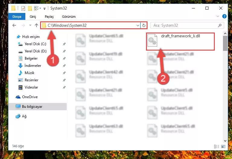 Draft_framework_li.dll kütüphanesini Windows/System32 klasörüne kopyalama