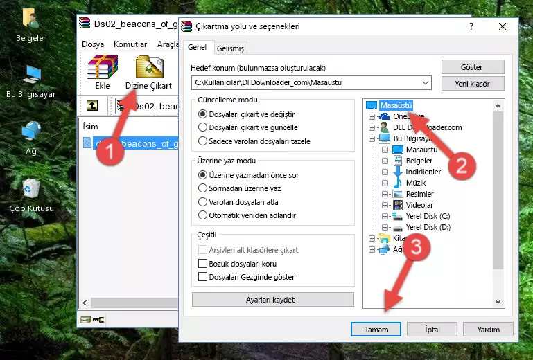 Ds02_beacons_of_gondor.dll kütüphanesini Windows/System32 klasörüne yapıştırma