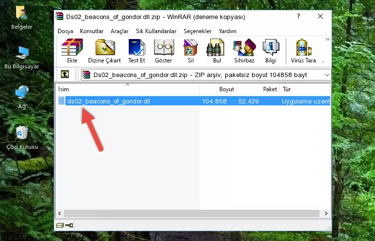 Uygulama ana klasörüne Ds02_beacons_of_gondor.dll kütüphanesini kopyalama.