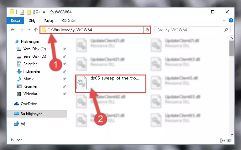 Ds05_sweep_of_the_trollshaws.dll dosyasını Windows/sysWOW64 dizinine yapıştırma