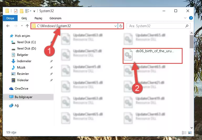 Ds06_birth_of_the_urukhai.dll dosyasını Windows/sysWOW64 dizinine kopyalama