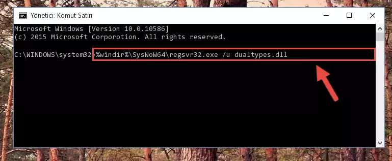 Dualtypes.dll dosyası için Regedit (Windows Kayıt Defteri) üzerinde temiz kayıt oluşturma