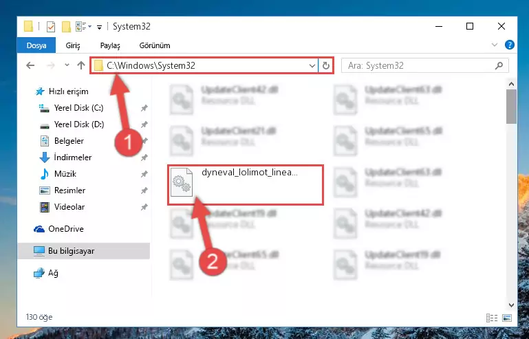 Dyneval_lolimot_linear_mex.dll kütüphanesini Windows/sysWOW64 klasörüne yapıştırma