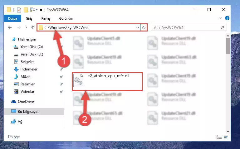E2_athlon_cpu_mfc.dll kütüphanesini Windows/sysWOW64 klasörüne yapıştırma