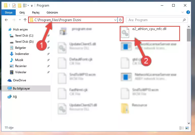 E2_athlon_cpu_mfc.dll kütüphanesinin bozuk kaydını Windows Kayıt Defterinden kaldırma (64 Bit için)