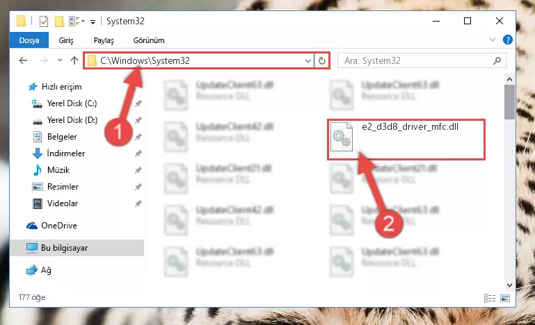 E2_d3d8_driver_mfc.dll kütüphanesini Windows/System32 klasörüne yapıştırma