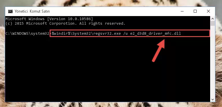 E2_d3d8_driver_mfc.dll kütüphanesini .zip dosyası içinden çıkarma