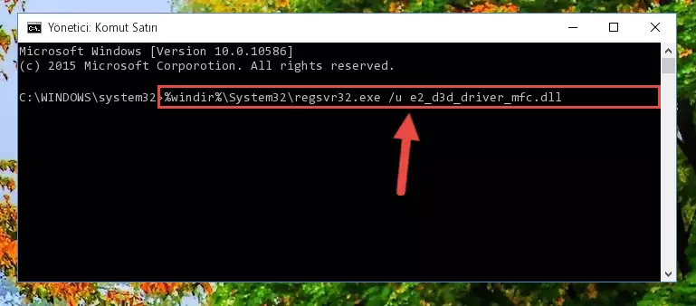 E2_d3d_driver_mfc.dll kütüphanesini sisteme tekrar kaydetme