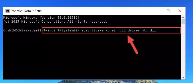 E2_null_driver_mfc.dll kütüphanesi için yeni kayıt oluşturma