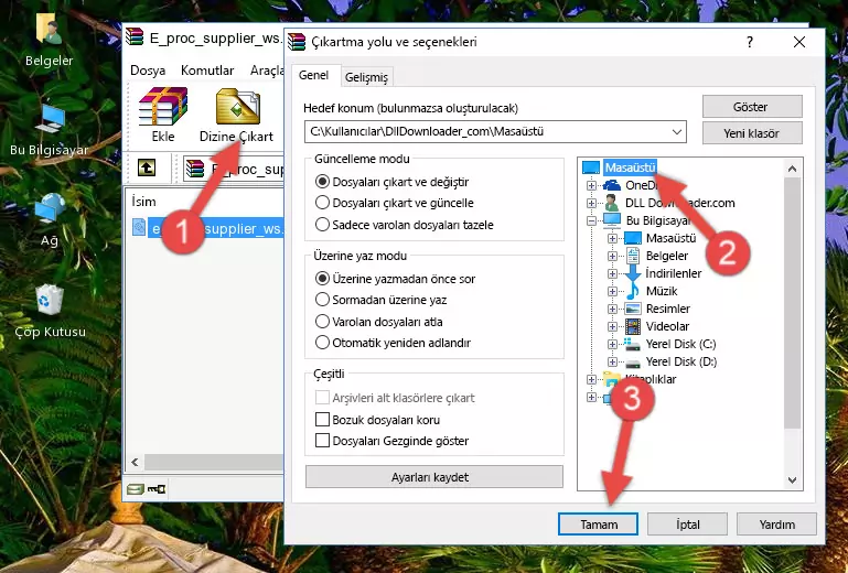E_proc_supplier_ws.dll kütüphanesini Windows/System32 klasörüne kopyalama