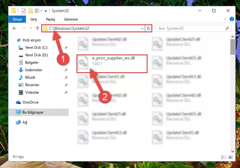 E_proc_supplier_ws.dll kütüphanesini Windows/sysWOW64 klasörüne yapıştırma