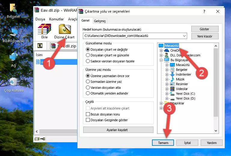 Eav.dll dosyasını Windows/System32 dizinine kopyalama