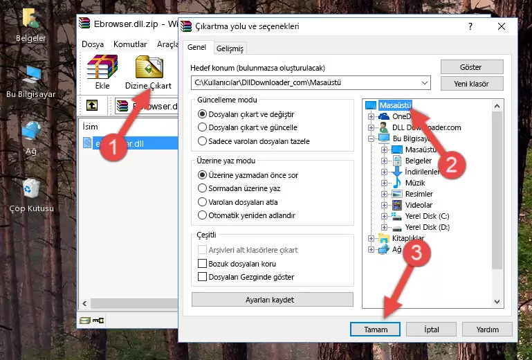 Ebrowser.dll kütüphanesini Windows/System32 klasörüne yapıştırma