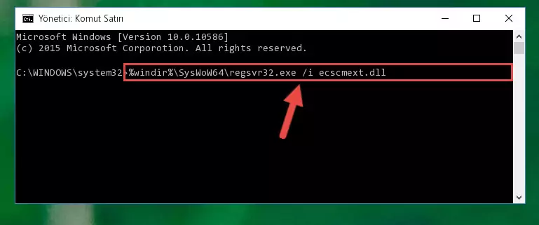 Ecscmext.dll kütüphanesinin bozuk kaydını Kayıt Defterinden kaldırma (64 Bit için)