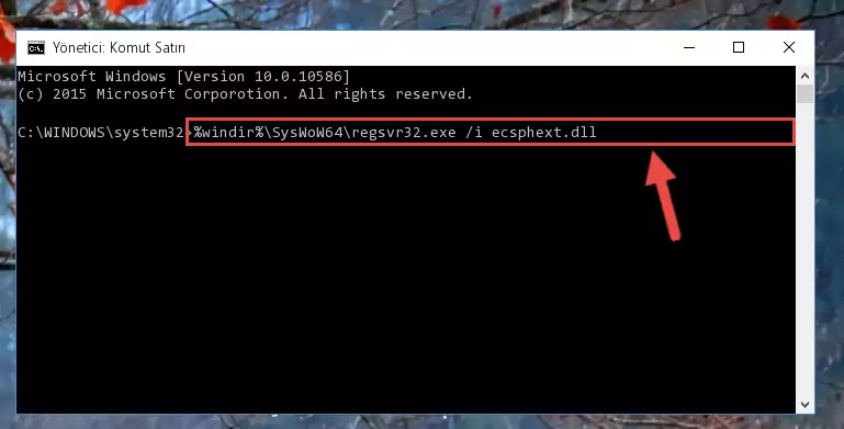 Ecsphext.dll kütüphanesinin hasarlı kaydını sistemden kaldırma (64 Bit için)