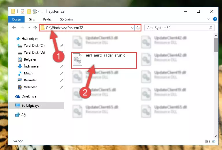 Eml_aero_radar_sfun.dll kütüphanesini Windows/sysWOW64 klasörüne yapıştırma