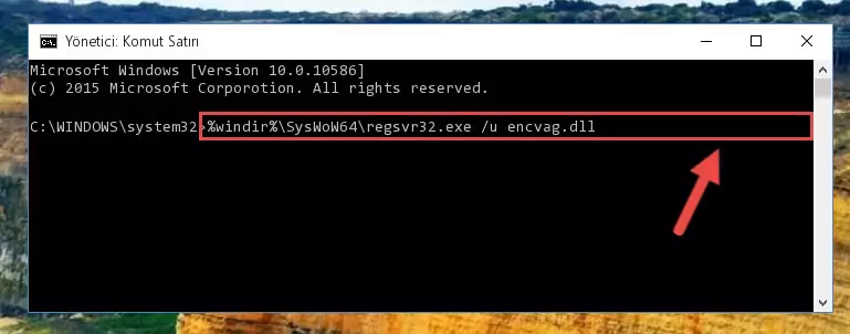 Encvag.dll dosyasını sisteme tekrar kaydetme (64 Bit için)