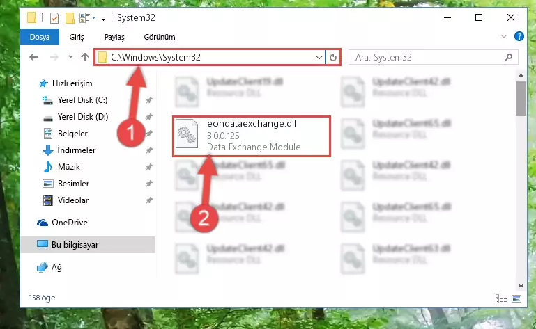 Eondataexchange.dll kütüphanesini Windows/sysWOW64 klasörüne yapıştırma