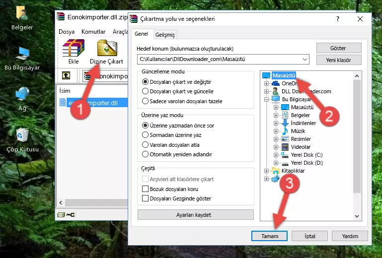Eonokimporter.dll dosyasını Windows/System32 dizinine yapıştırma