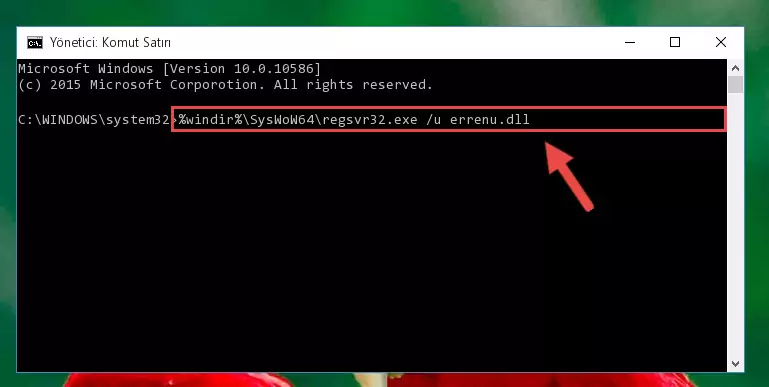 Errenu.dll kütüphanesi için Regedit (Windows Kayıt Defteri) üzerinde temiz kayıt oluşturma