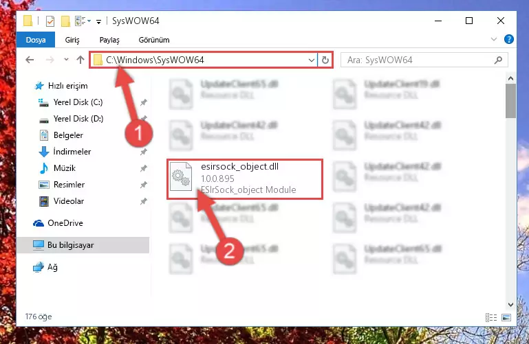 Esirsock_object.dll dosyasını Windows/sysWOW64 dizinine kopyalama