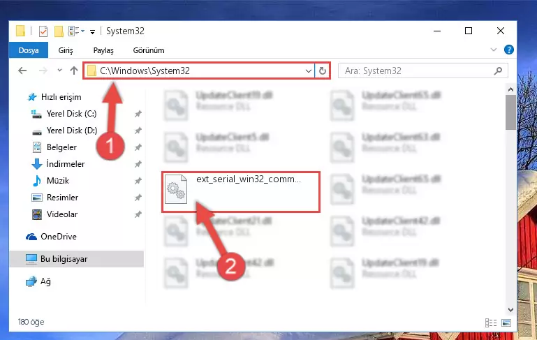 Ext_serial_win32_comm.dll kütüphanesini Windows/System32 klasörüne kopyalama