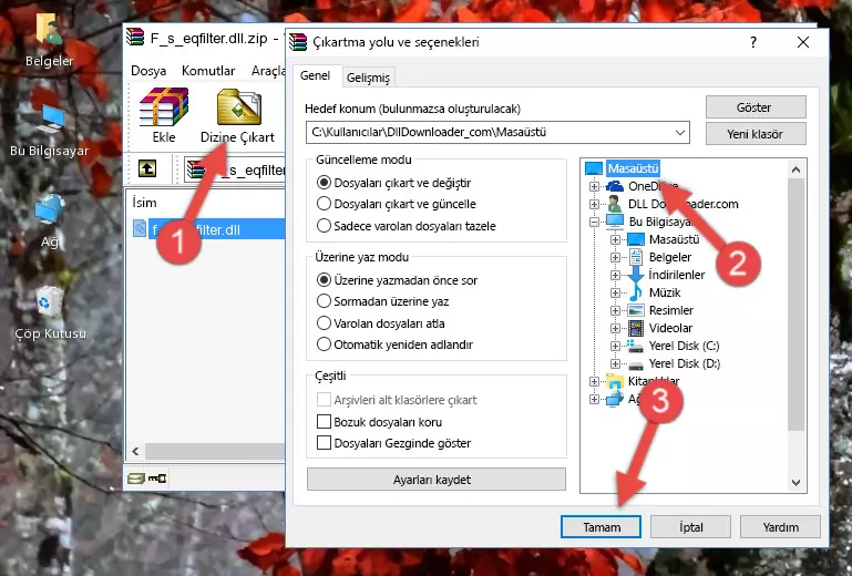 F_s_eqfilter.dll kütüphanesini Windows/System32 klasörüne kopyalama