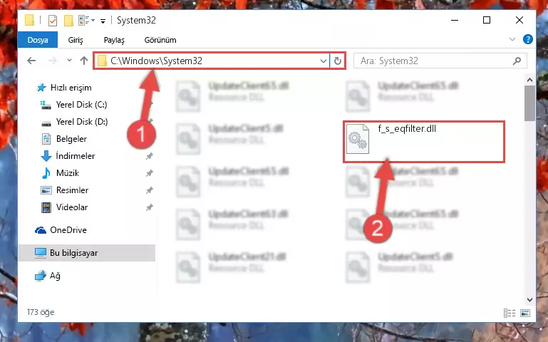 F_s_eqfilter.dll kütüphanesini Windows/sysWOW64 klasörüne yapıştırma