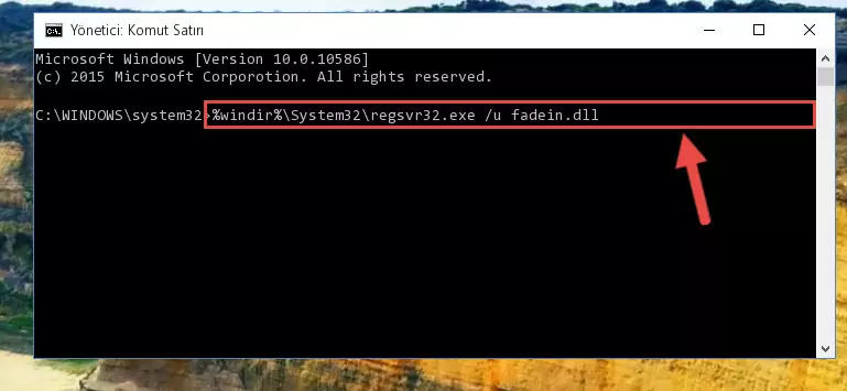 Fadein.dll kütüphanesi için Windows Kayıt Defterinde yeni kayıt oluşturma