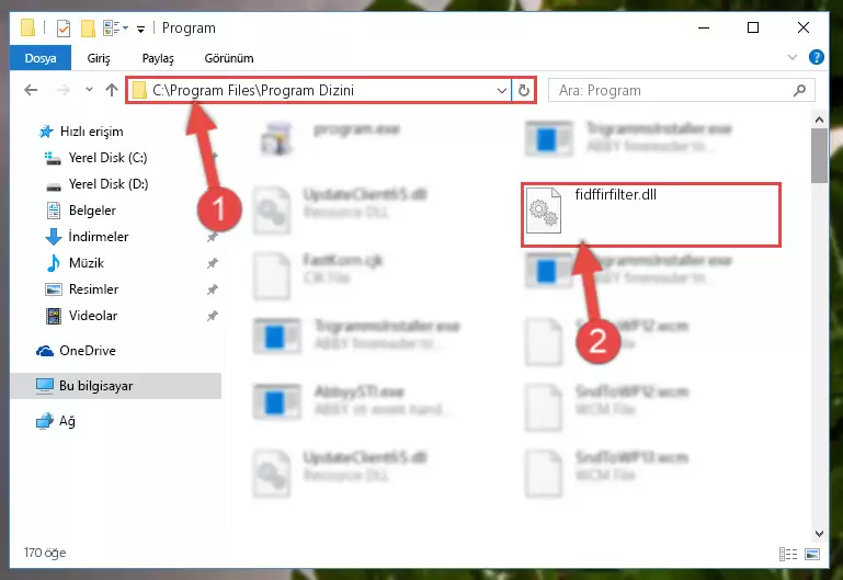 Fidffirfilter.dll kütüphanesinin bozuk kaydını Windows Kayıt Defterinden kaldırma (64 Bit için)