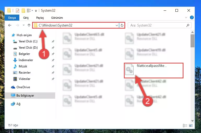 Filatticeallpassfilter.dll kütüphanesini Windows/sysWOW64 klasörüne kopyalama