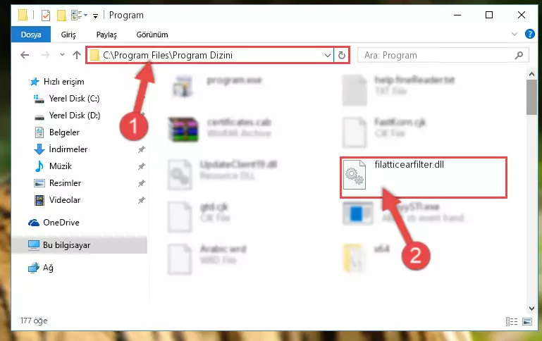 Filatticearfilter.dll kütüphanesinin hasarlı kaydını sistemden kaldırma (64 Bit için)