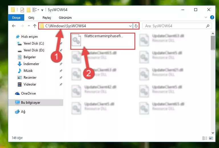Filatticemaminphasefilter.dll kütüphanesini Windows/sysWOW64 klasörüne yapıştırma