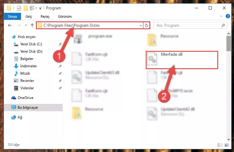 Filterfade.dll kütüphanesinin hasarlı kaydını sistemden kaldırma (64 Bit için)