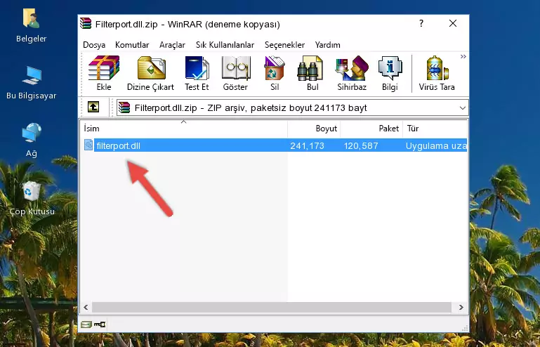 Uygulama ana klasörüne Filterport.dll kütüphanesini kopyalama.
