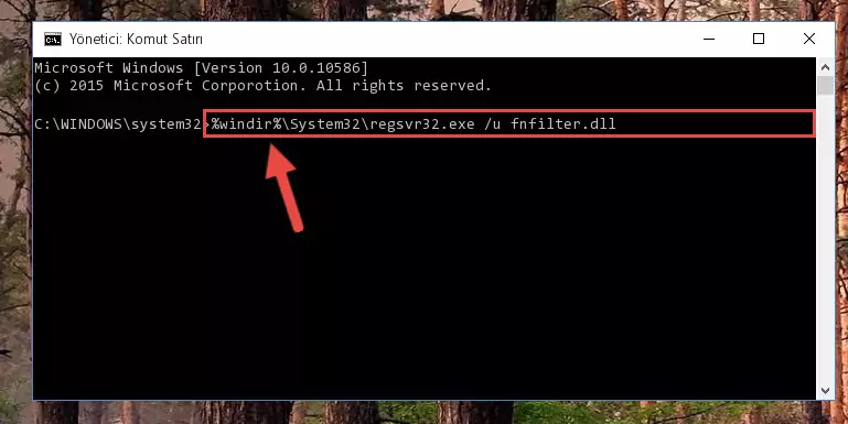 Fnfilter.dll dosyasını .zip dosyası içinden çıkarma