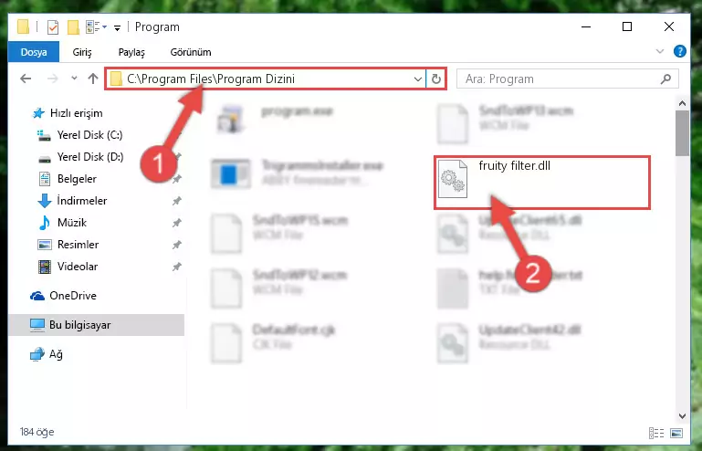 Fruity filter.dll kütüphanesinin hasarlı kaydını sistemden kaldırma (64 Bit için)