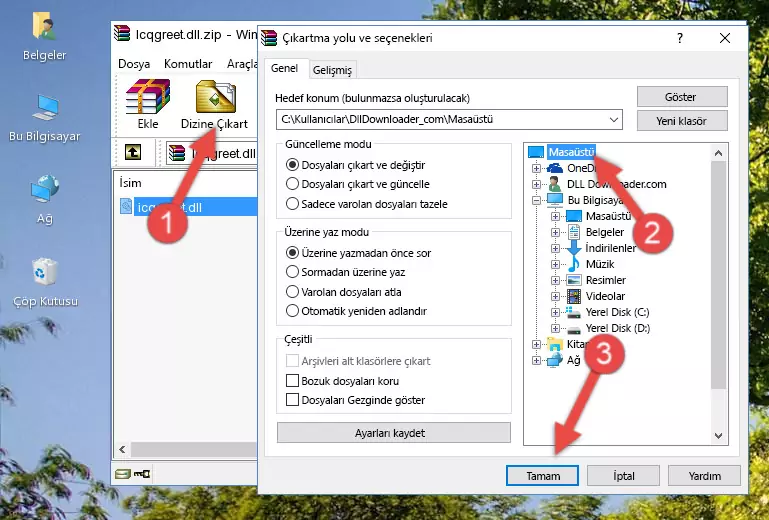 Icqgreet.dll dosyasını Windows/System32 dizinine yapıştırma