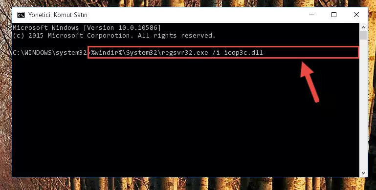 Icqp3c.dll dosyasını sisteme tekrar kaydetme (64 Bit için)