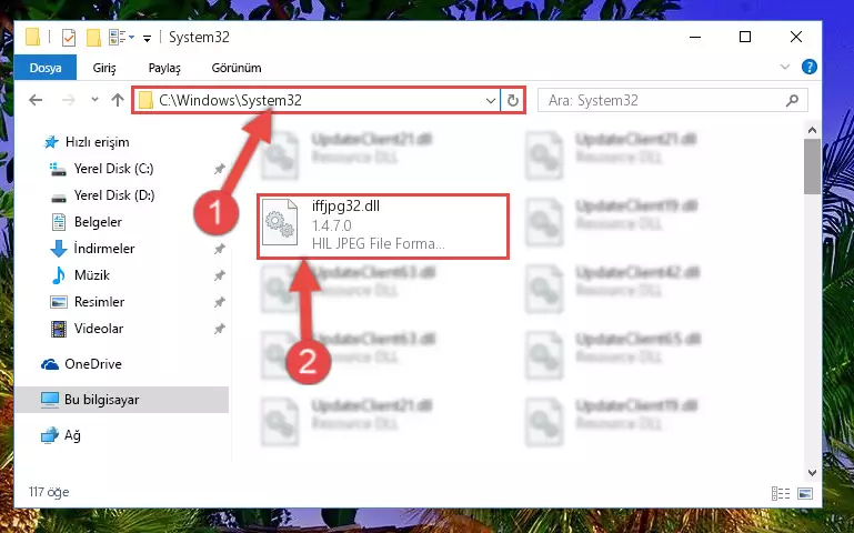 Iffjpg32.dll dosyasını Windows/System32 dizinine kopyalama