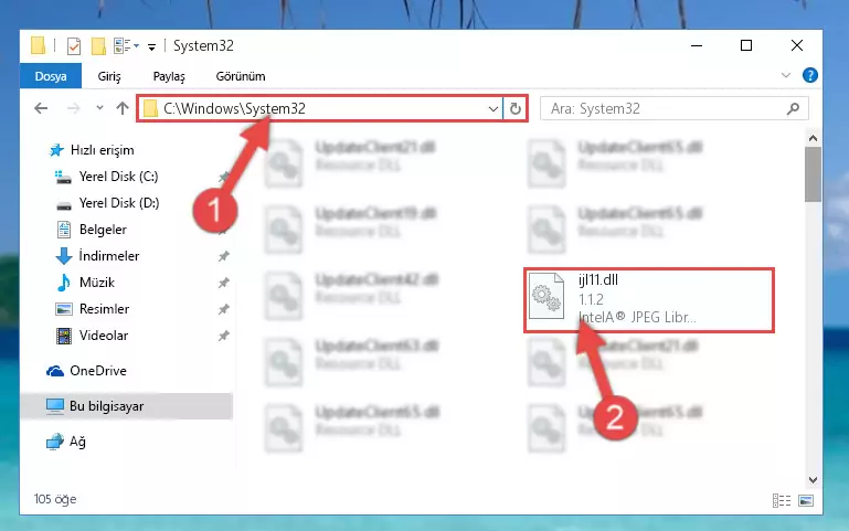 Ijl11.dll dosyasını Windows/System32 dizinine kopyalama