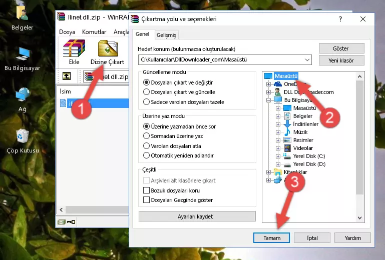 Ilinet.dll dosyasını Windows/System32 dizinine kopyalama
