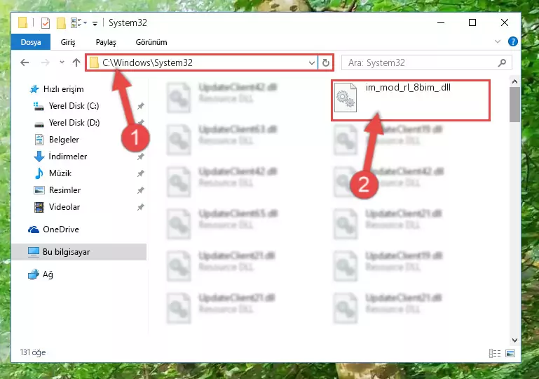 Im_mod_rl_8bim_.dll kütüphanesini Windows/System32 klasörüne kopyalama
